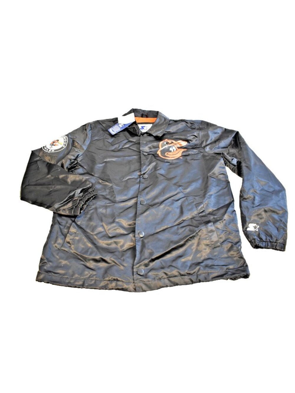 Baltimore Orioles Starter Jacket Men's Large Black Windbreaker Long Sleeve